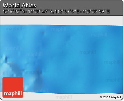 Shaded Relief 3D Map of the Area around 11° 51' 9" S, 113° 7' 30" E