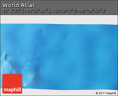 Shaded Relief 3D Map of the Area around 11° 51' 9" S, 113° 7' 30" E
