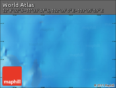 Physical Map of the Area around 11° 51' 9" S, 113° 7' 30" E