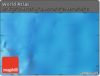 Physical Map of the Area around 11° 51' 9" S, 113° 7' 30" E