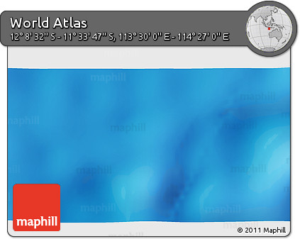 Physical 3D Map of the Area around 11° 51' 9" S, 113° 58' 29" E