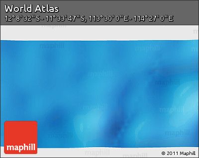 Physical 3D Map of the Area around 11° 51' 9" S, 113° 58' 29" E