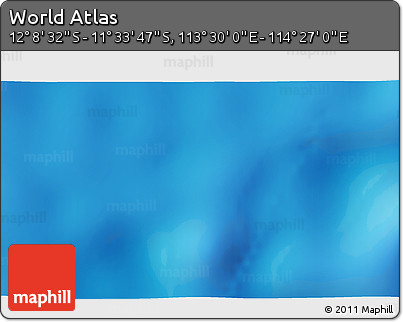Physical 3D Map of the Area around 11° 51' 9" S, 113° 58' 29" E
