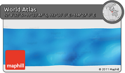 Physical Panoramic Map of the Area around 11° 51' 9" S, 113° 58' 29" E