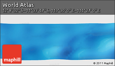 Physical Panoramic Map of the Area around 11° 51' 9" S, 113° 58' 29" E