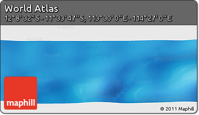Physical Panoramic Map of the Area around 11° 51' 9" S, 113° 58' 29" E