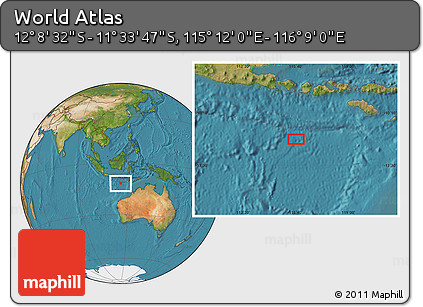 Satellite Location Map of the Area around 11° 51' 9" S, 115° 40' 30" E