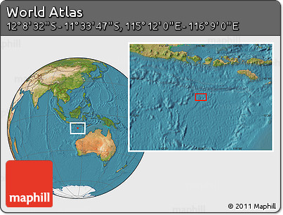 Satellite Location Map of the Area around 11° 51' 9" S, 115° 40' 30" E