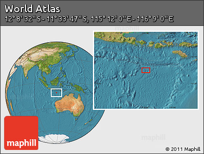 Satellite Location Map of the Area around 11° 51' 9" S, 115° 40' 30" E