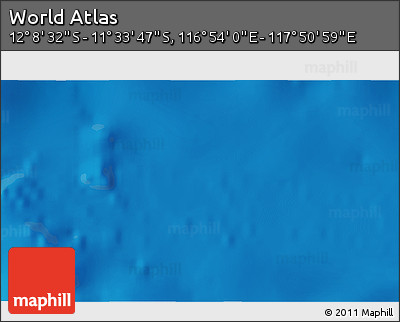 Physical 3D Map of the Area around 11° 51' 9" S, 117° 22' 30" E