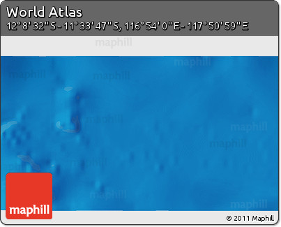 Physical 3D Map of the Area around 11° 51' 9" S, 117° 22' 30" E