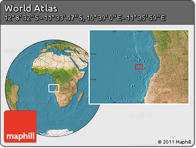 Satellite Location Map of the Area around 11° 51' 9" S, 11° 7' 30" E