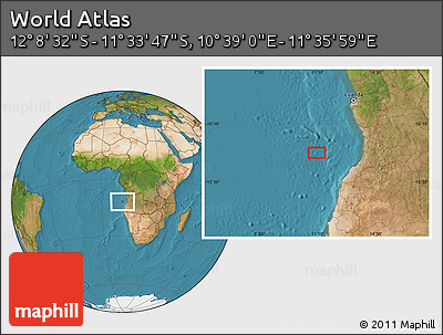 Satellite Location Map of the Area around 11° 51' 9" S, 11° 7' 30" E