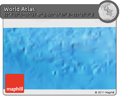 Physical 3D Map of the Area around 11° 51' 9" S, 120° 46' 30" E