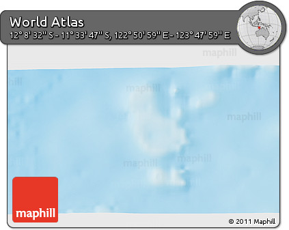 Physical 3D Map of the Area around 11° 51' 9" S, 123° 19' 29" E