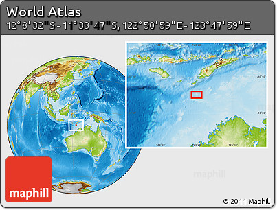 Physical Location Map of the Area around 11° 51' 9" S, 123° 19' 29" E