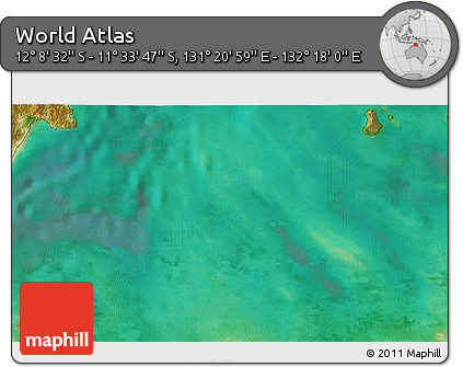 Satellite 3D Map of the Area around 11° 51' 9" S, 131° 49' 29" E