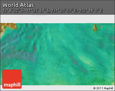 Satellite 3D Map of the Area around 11° 51' 9" S, 131° 49' 29" E