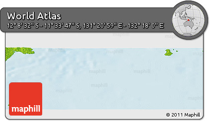 Physical Panoramic Map of the Area around 11° 51' 9" S, 131° 49' 29" E