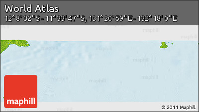 Physical Panoramic Map of the Area around 11° 51' 9" S, 131° 49' 29" E