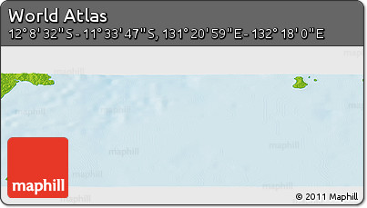 Physical Panoramic Map of the Area around 11° 51' 9" S, 131° 49' 29" E
