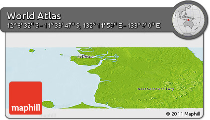 Physical Panoramic Map of the Area around 11° 51' 9" S, 132° 40' 30" E