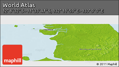 Physical Panoramic Map of the Area around 11° 51' 9" S, 132° 40' 30" E