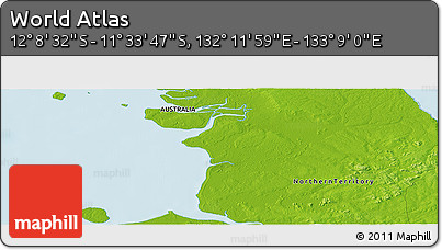 Physical Panoramic Map of the Area around 11° 51' 9" S, 132° 40' 30" E