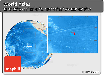 Shaded Relief Location Map of the Area around 11° 51' 9" S, 134° 13' 29" W