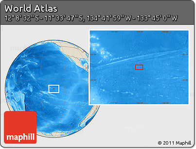 Shaded Relief Location Map of the Area around 11° 51' 9" S, 134° 13' 29" W