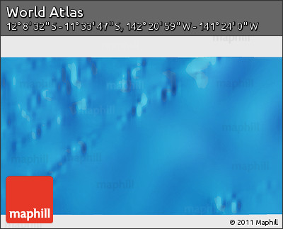 Physical 3D Map of the Area around 11° 51' 9" S, 141° 52' 30" W