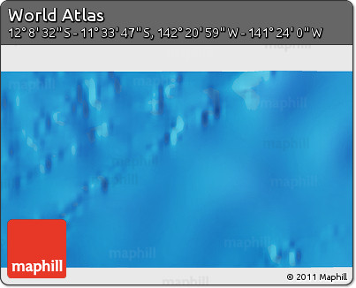 Physical 3D Map of the Area around 11° 51' 9" S, 141° 52' 30" W