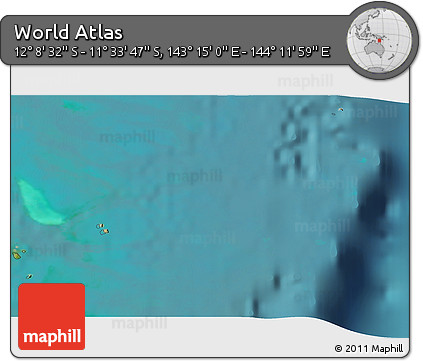 Satellite 3D Map of the Area around 11° 51' 9" S, 143° 43' 29" E