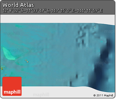 Satellite 3D Map of the Area around 11° 51' 9" S, 143° 43' 29" E