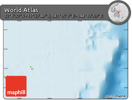 Physical Map of the Area around 11° 51' 9" S, 143° 43' 29" E
