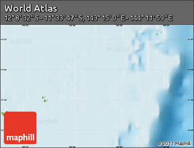 Physical Map of the Area around 11° 51' 9" S, 143° 43' 29" E