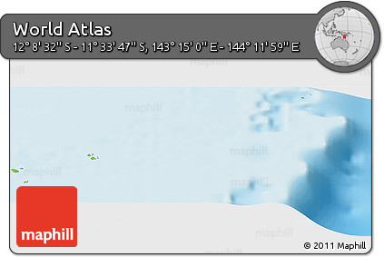 Physical Panoramic Map of the Area around 11° 51' 9" S, 143° 43' 29" E
