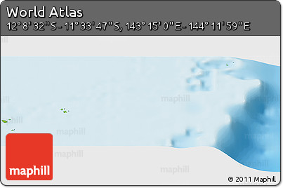 Physical Panoramic Map of the Area around 11° 51' 9" S, 143° 43' 29" E