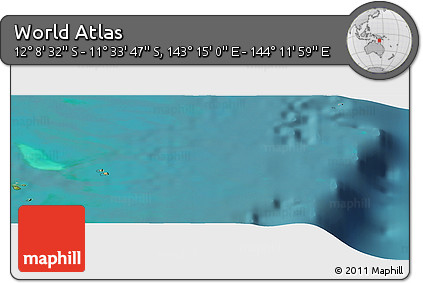 Satellite Panoramic Map of the Area around 11° 51' 9" S, 143° 43' 29" E