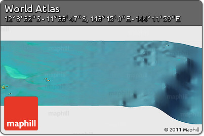 Satellite Panoramic Map of the Area around 11° 51' 9" S, 143° 43' 29" E
