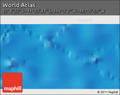 Physical 3D Map of the Area around 11° 51' 9" S, 143° 34' 29" W