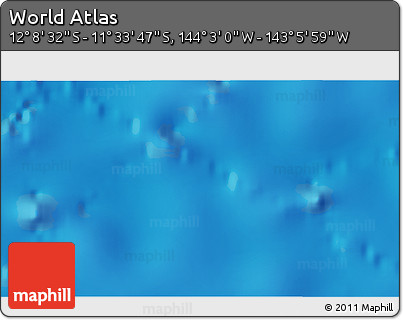 Physical 3D Map of the Area around 11° 51' 9" S, 143° 34' 29" W
