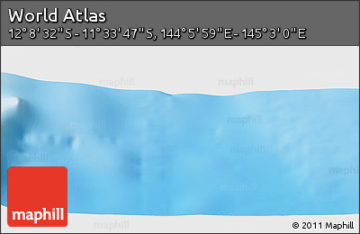 Physical Panoramic Map of the Area around 11° 51' 9" S, 144° 34' 29" E