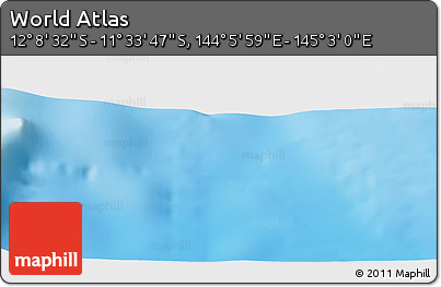 Physical Panoramic Map of the Area around 11° 51' 9" S, 144° 34' 29" E