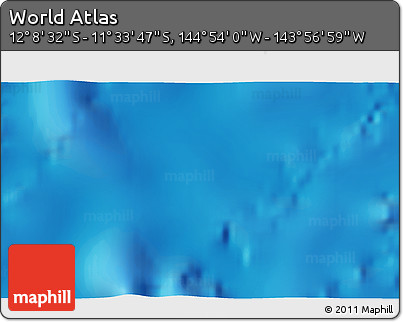 Physical 3D Map of the Area around 11° 51' 9" S, 144° 25' 30" W