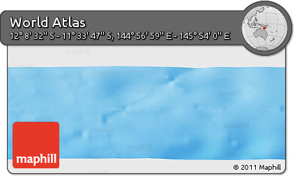 Physical Panoramic Map of the Area around 11° 51' 9" S, 145° 25' 30" E