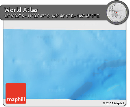 Shaded Relief 3D Map of the Area around 11° 51' 9" S, 146° 16' 30" E