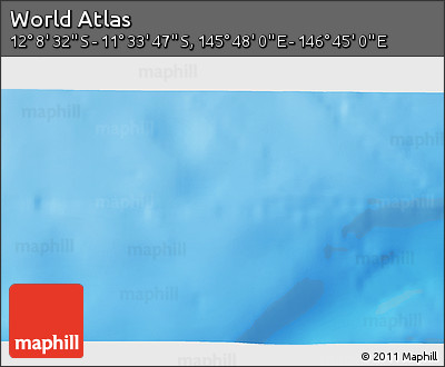 Shaded Relief 3D Map of the Area around 11° 51' 9" S, 146° 16' 30" E