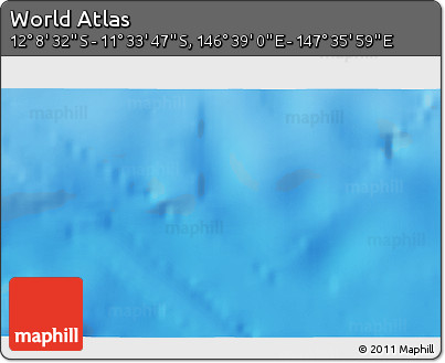 Physical 3D Map of the Area around 11° 51' 9" S, 147° 7' 30" E