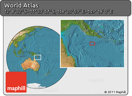Satellite Location Map of the Area around 11° 51' 9" S, 148° 49' 29" E